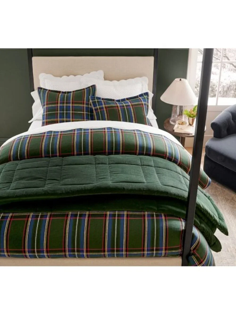 POTTERY BARN Stewart Plaid Duvet Cover in Green Size King/Cal. King